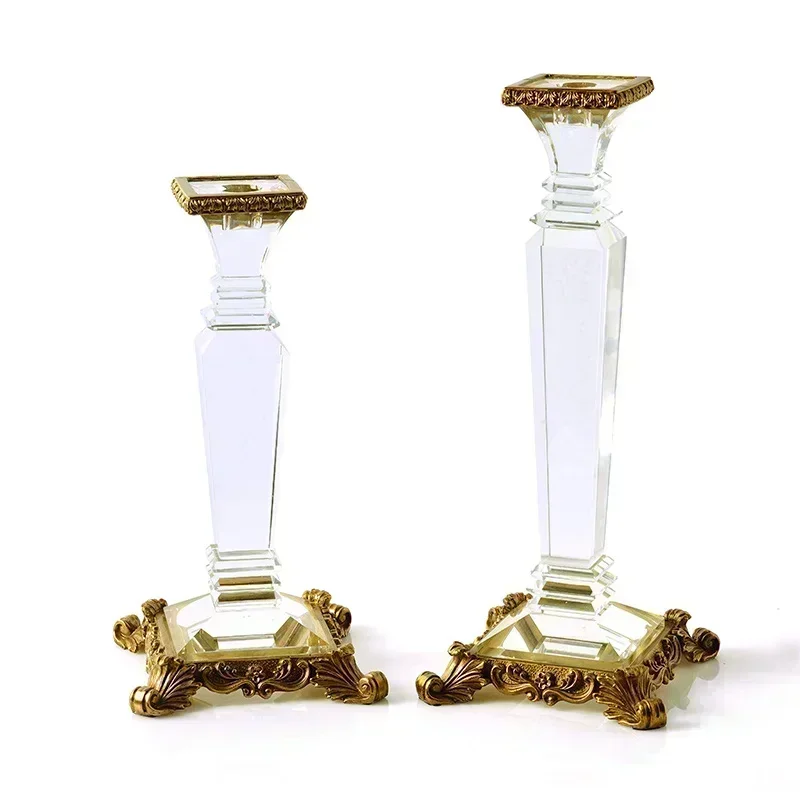 2024 new designs creative luxury  brass crystal glass Candlestick candle holders  for table wedding dinning and party