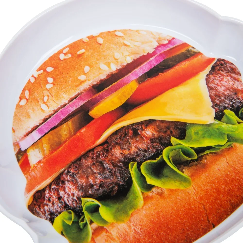 مجموعة أطباق تقديم برجر الميلامين مكونة من 4 قطع وإكسسوارات الشواء الممتعة وأدوات المطبخ الخارجية وتصميم فريد ومتين #4