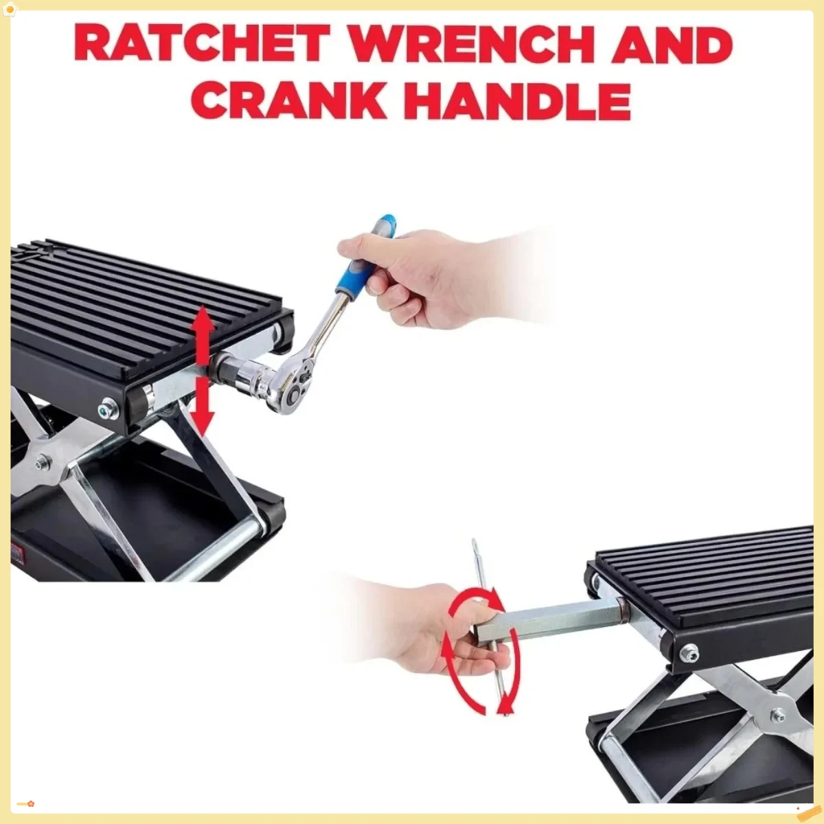 Upgraded Motorcycle Lift Jack 1400LBS, Carbon Steel Scissor Hoist with Crank Handle