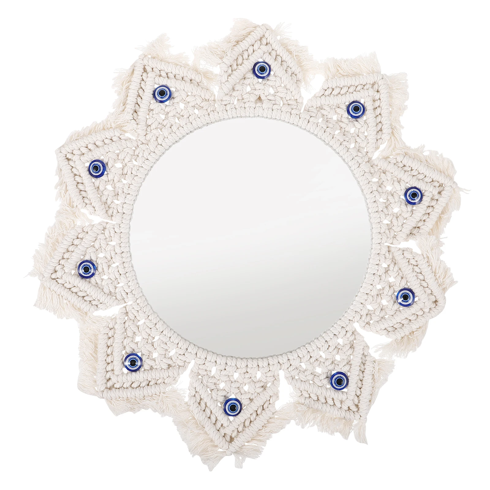 

Evil Eye Woven Wall Hanging Mirror Cotton Rope Tapestry Boho Wall Decor Bedroom Living Room Mirror Rustic Nordic Design