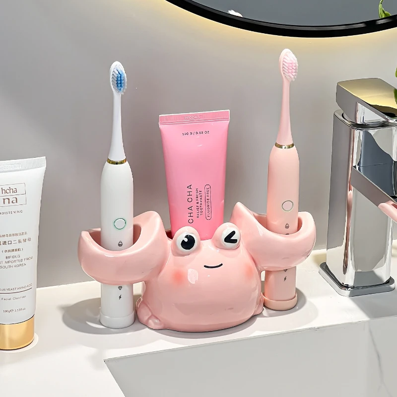 

Cartoon Crab Ceramic Toothbrush Storage Rack Storage Rack Toilet Bathroom Sink Toothpaste Toothbrush Holder