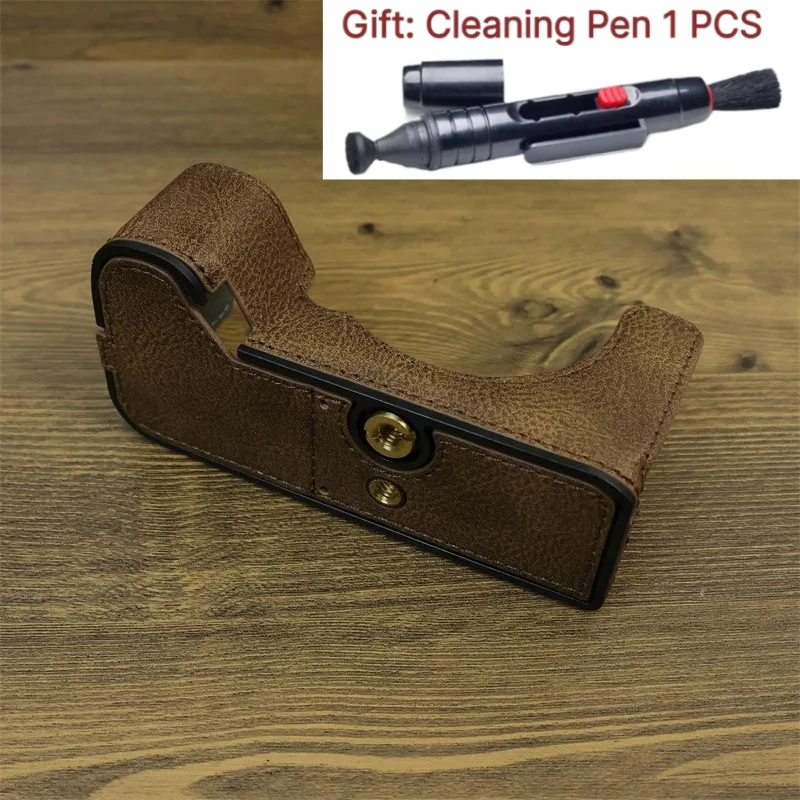 PU Leather Camera Half Case For Sony ILCE-7C2 Camera bag Protective case a7c2 Half set base case +1 PCS Free Cleaning Pen