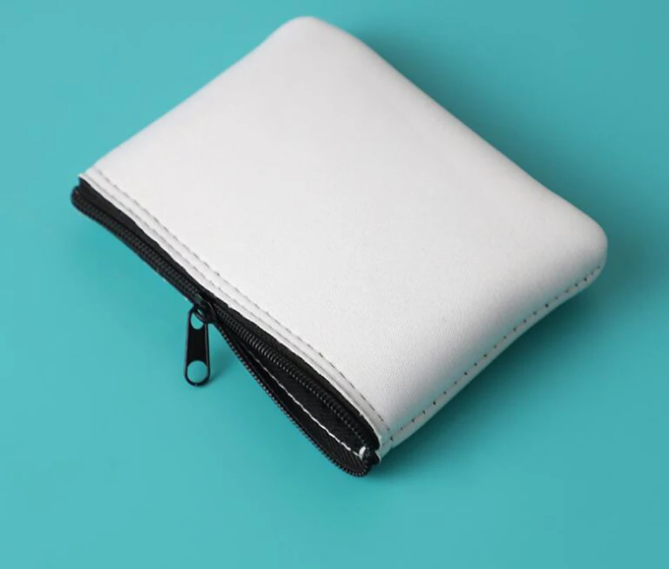 Sublimação Neoprene Carteira Curta, DIY Coin Purses, Branco Em Branco, 10Pcs