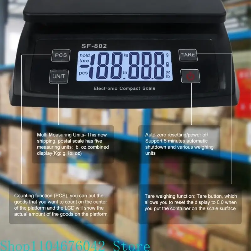 

Digital Shipping Scale 66lb / 0.1oz (30kg / 1g) Postal Weight Scale with Hold and Tare Function Mail Postage Scale