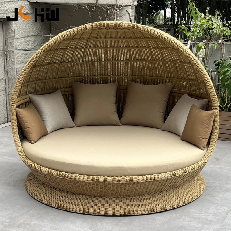

Outside Hotel Swimming Pool Beach Sun Bed Aluminum Frame Sunbed Villa Terrace Rattan Outdoor Daybed