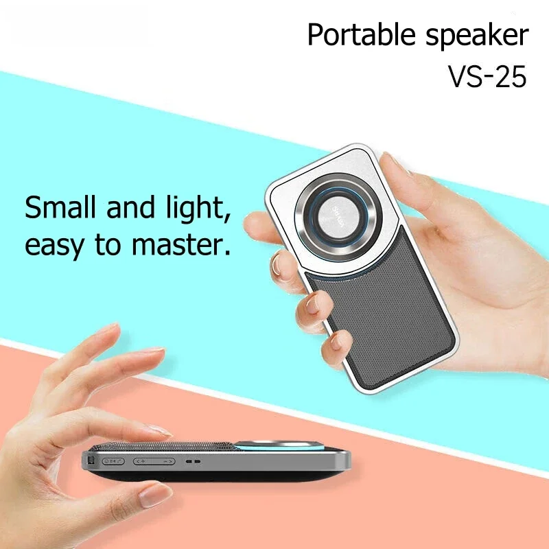 VS-025 Беспроводной Bluetooth-динамик Вставка TF-карты для воспроизведения Кронштейн для мобильного телефона Сабвуфер FM-радио Портативный ультратонкий маленький звук