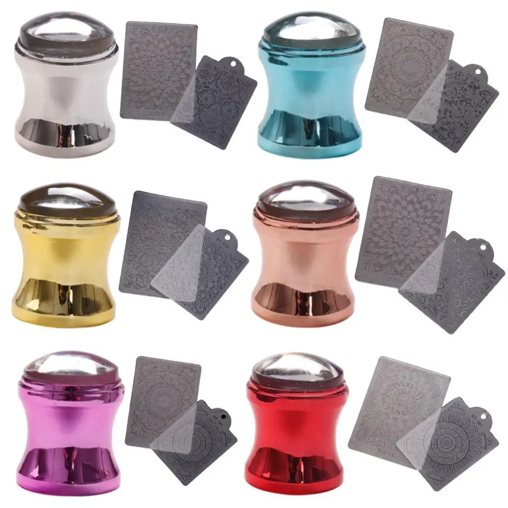 네일 아트 실리콘 스탬퍼 스크레이퍼 키트 도구 DIY 여성용 재사용 가능한 홈