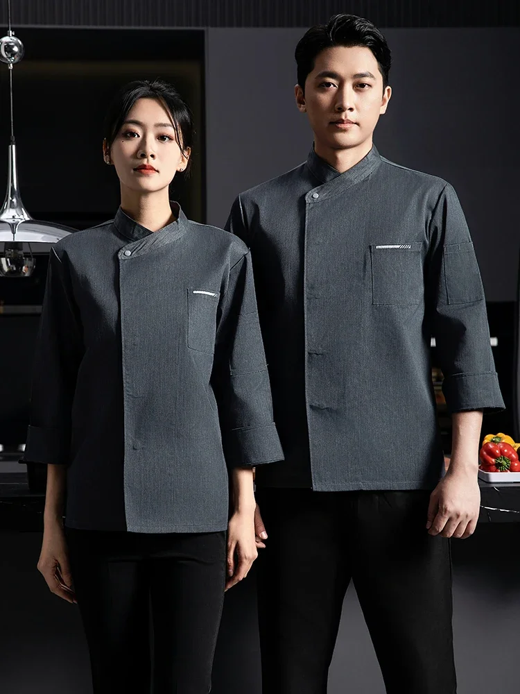 Catering Cooking Long Sleeve Restaurant Kitchen Chef T-shirt Bakery Cook Jacket  Work Uniform Waiter Hotel Clothes Cafe Overalls