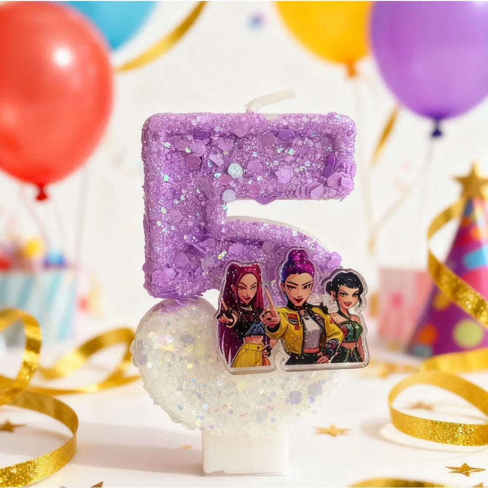 Kpop Demon Hunter vela número fiesta de cumpleaños para niños decoración de pastel de cumpleaños suministros de regalos para fiesta de Baby Shower