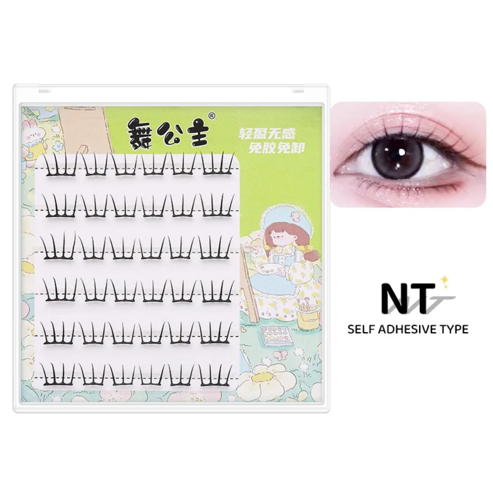 With Jelly Glue Strips Segmented False Eyelashes Multiple Styles Handmade Fake Lashes Glue Free DIY 3D False Eyelashes