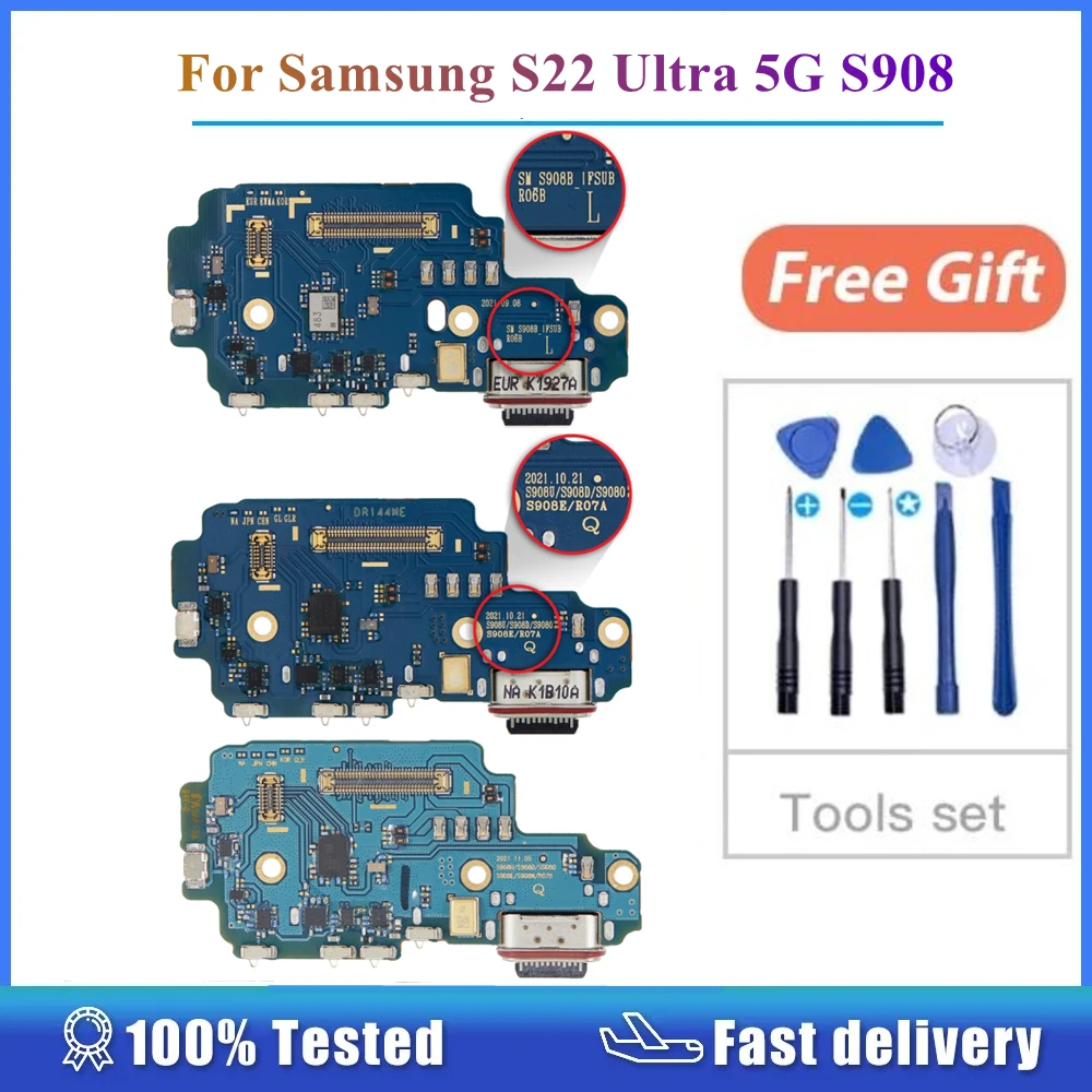 

For Samsung Galaxy S22 Ultra 5G S908U S908 B N F S9080 USB Connector Dock Charger Charging Port With PCB Board Replacement