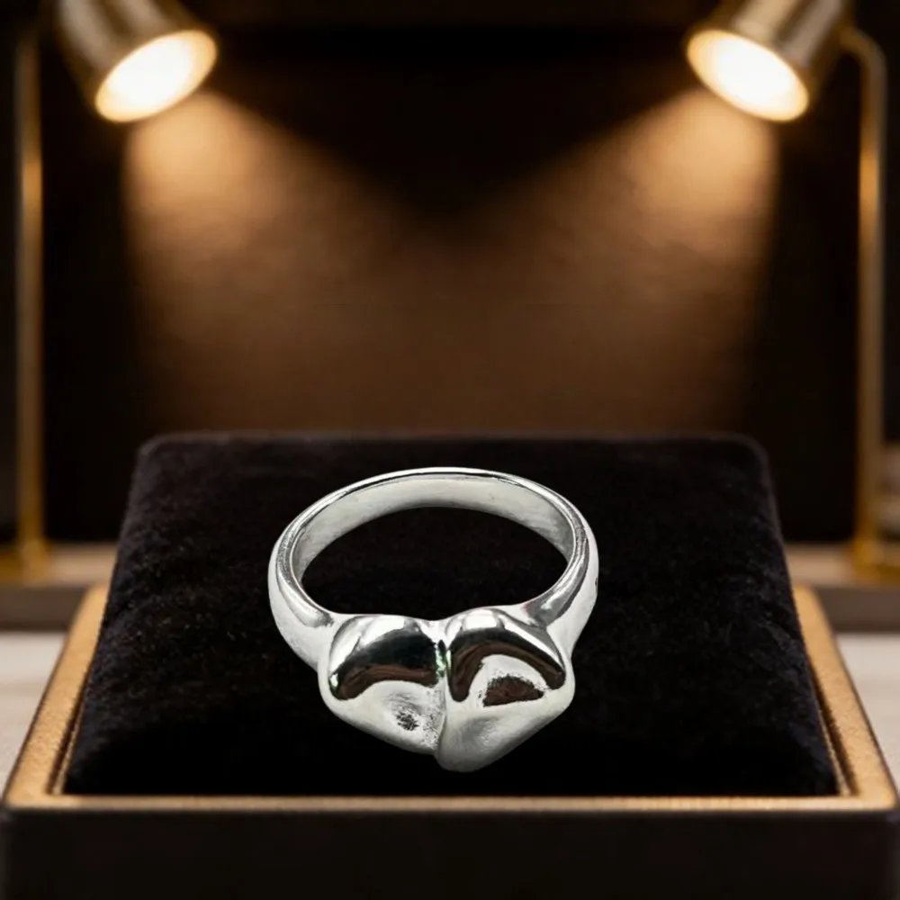 2026 Summer Exquisite Sweet Gold and Silver Heart shaped Ring Jewelry Accessories Valentine's Day Gift