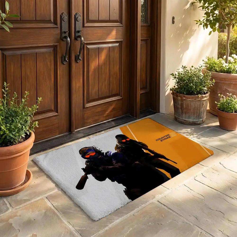 Hot Anime C-Counter-S-Strike Floor Mat Flannel Door Mat Non-Slip Bedroom Living Room Home Decor