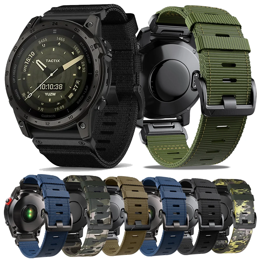 For Garmin Tactix 7 AMOLED/7 Pro Delta Bravo Braided Nylon Strap Fenix 7X 7 6X Pro 5X 22mm 26mm Quickfit Nylon Replacement Band