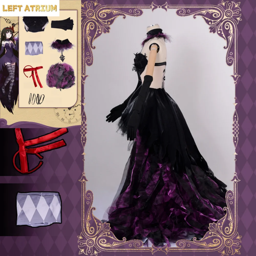 Akemi Homura Cosplay Devil Akemi Homura Women Purple Dress Outfits Anime Puella Magi Madoka Magica Akemi Homura Halloween Suits - view 2