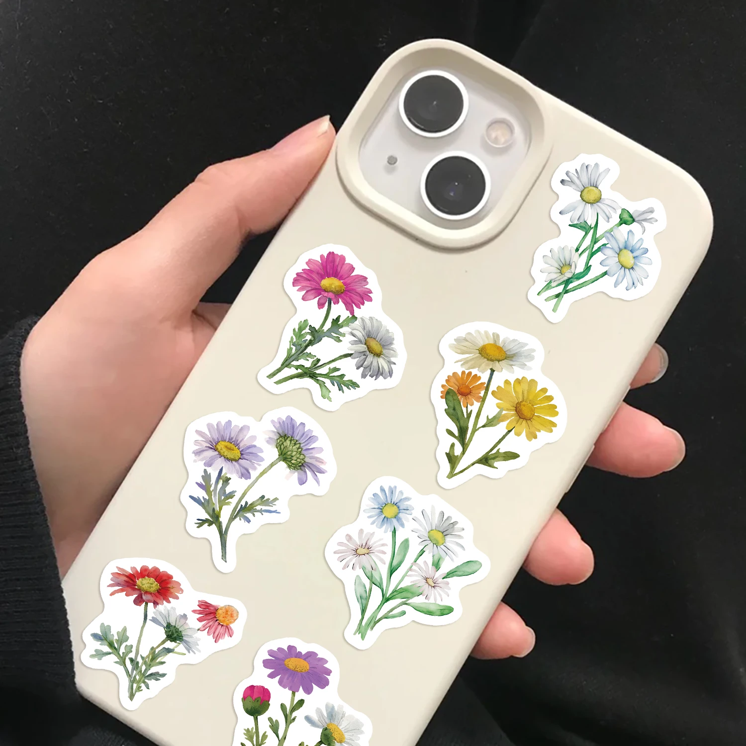 500PCS Daisy Wildflower Roll Stickers Colorful Painted Flowers Mobile Phone Notebook Decoration Envelope Sealing Stickers