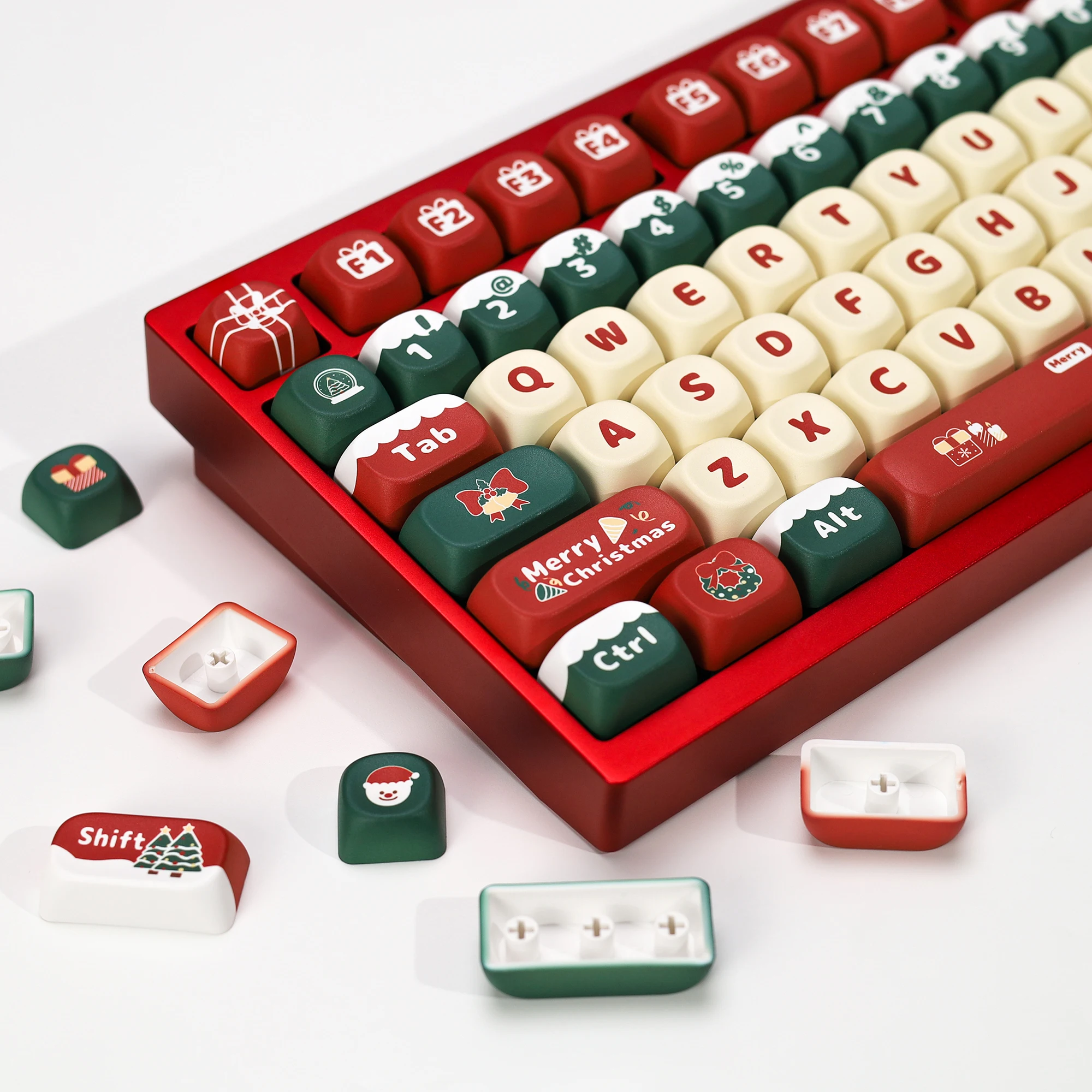 KBDiy Christmas Carnival Keycap Gift KOA Profile Sublimation PBT ISO Keycaps For 60 Wooting Magnetic Mechanical Keyboard Gaming