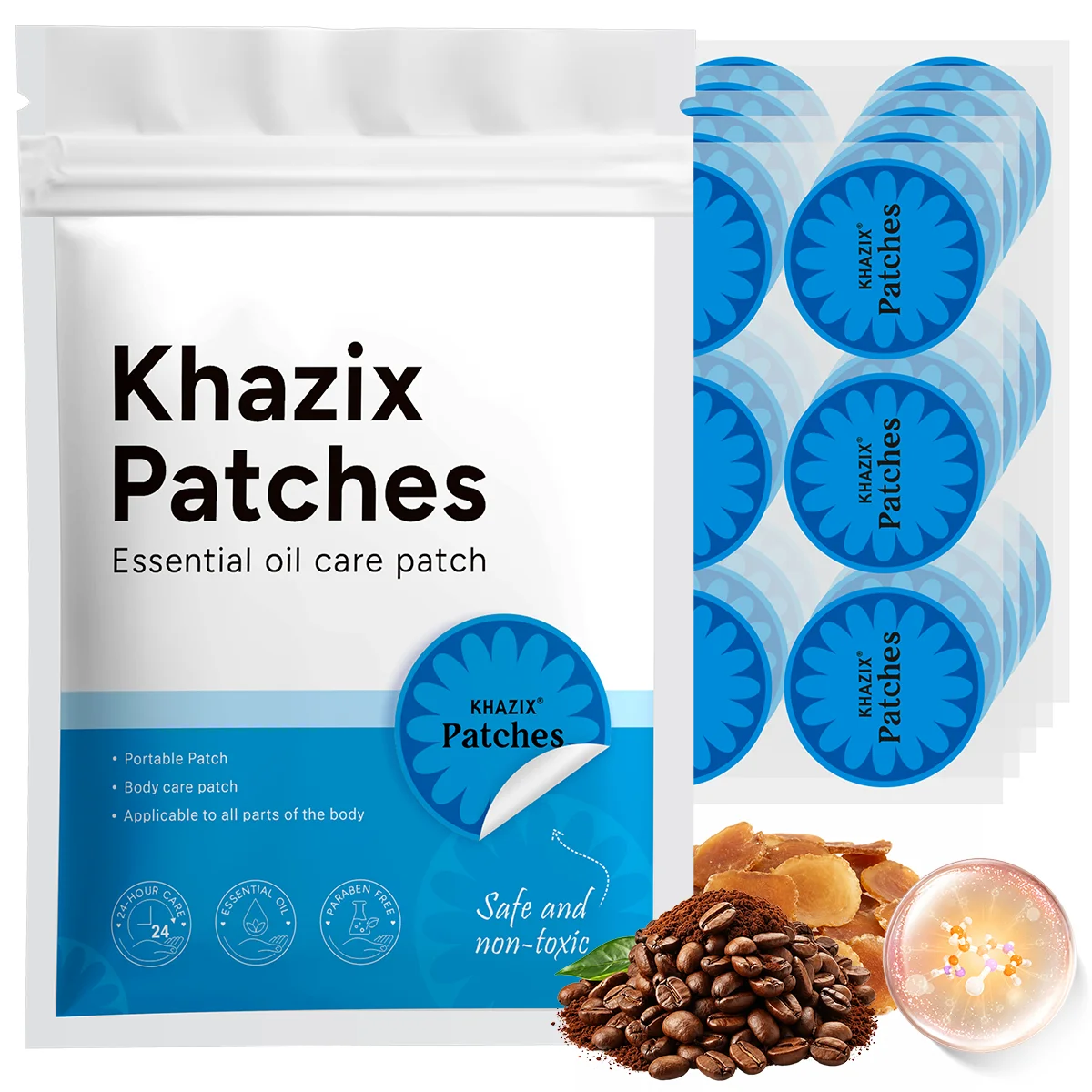 30Pcs Energy Patches Natural Ingredients Vegan Friendly Daily Energy Boost Patch Portable Body Stickers for Work Travel Sports