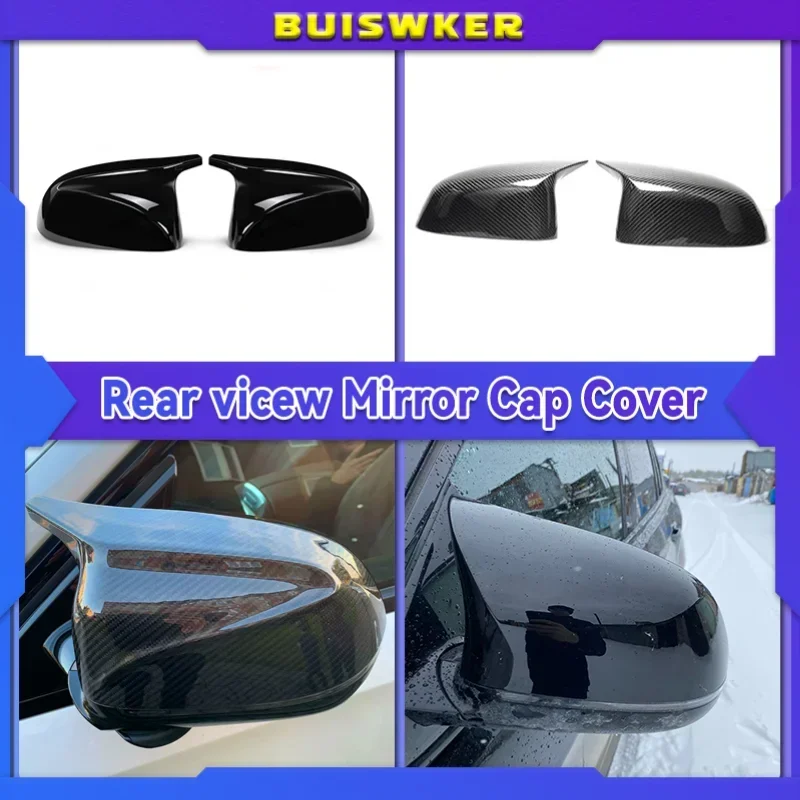 

High Quality Carbon Fiber Look Black Side Mirror Covers M Style Replacement for BMW X3 G01 X4 G02 X5 G05 2018 2019 2020 2021