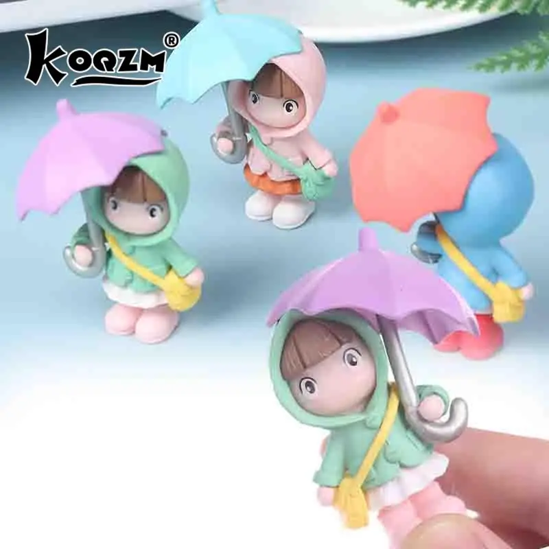 1PC Mini Cute Umbrella Cartoon Girl Doll Landscape Handcrafted Fairy Garden Figurines