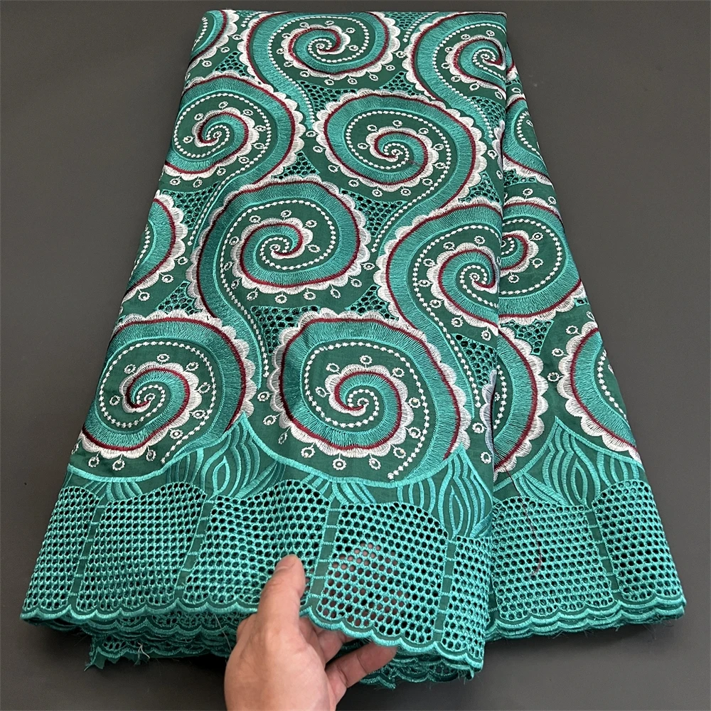 Tela de Encaje Nigeriano Africano de Alta Calidad, Tul Bordado para Vestido de Fiesta o Boda, Algodón, Lentejuelas de Guipur, 5 Yardas, 2026 PS0035