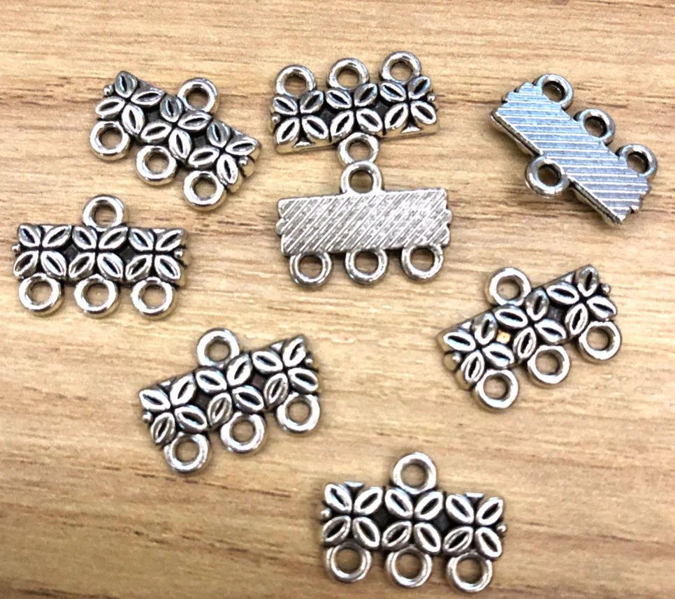 25pcs  16*11mm tibetan silver color 3holes connector for handmade accessories HWZC2560