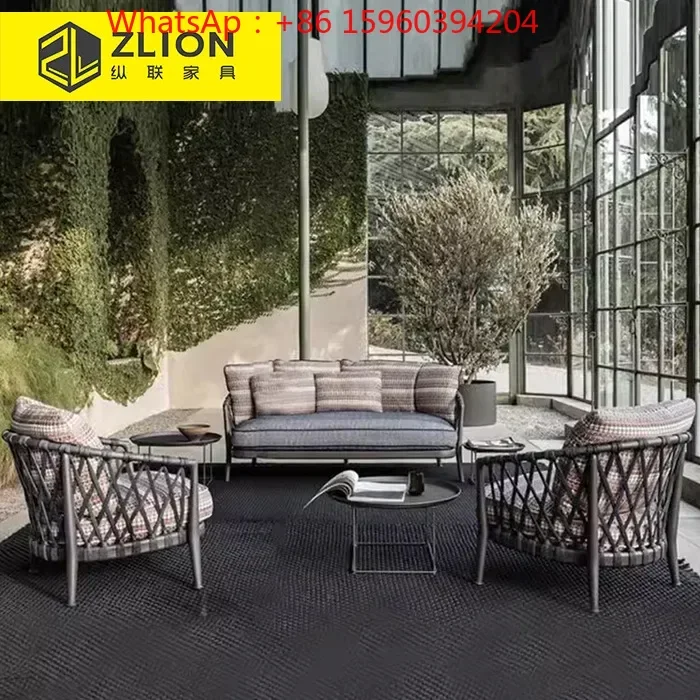 Leisure outdoor villa courtyard sofa chair garden rope weaving balcony rope chair furniture hotel B & B terrace sofa
