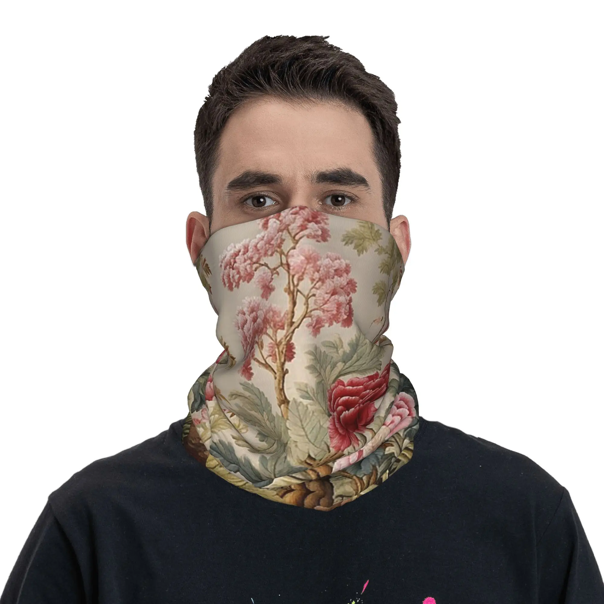 

Rococo Style Luxury Floral Bandana Neck Cover Printed Magic Scarf Face Mask Running Unisex Adult Windproof