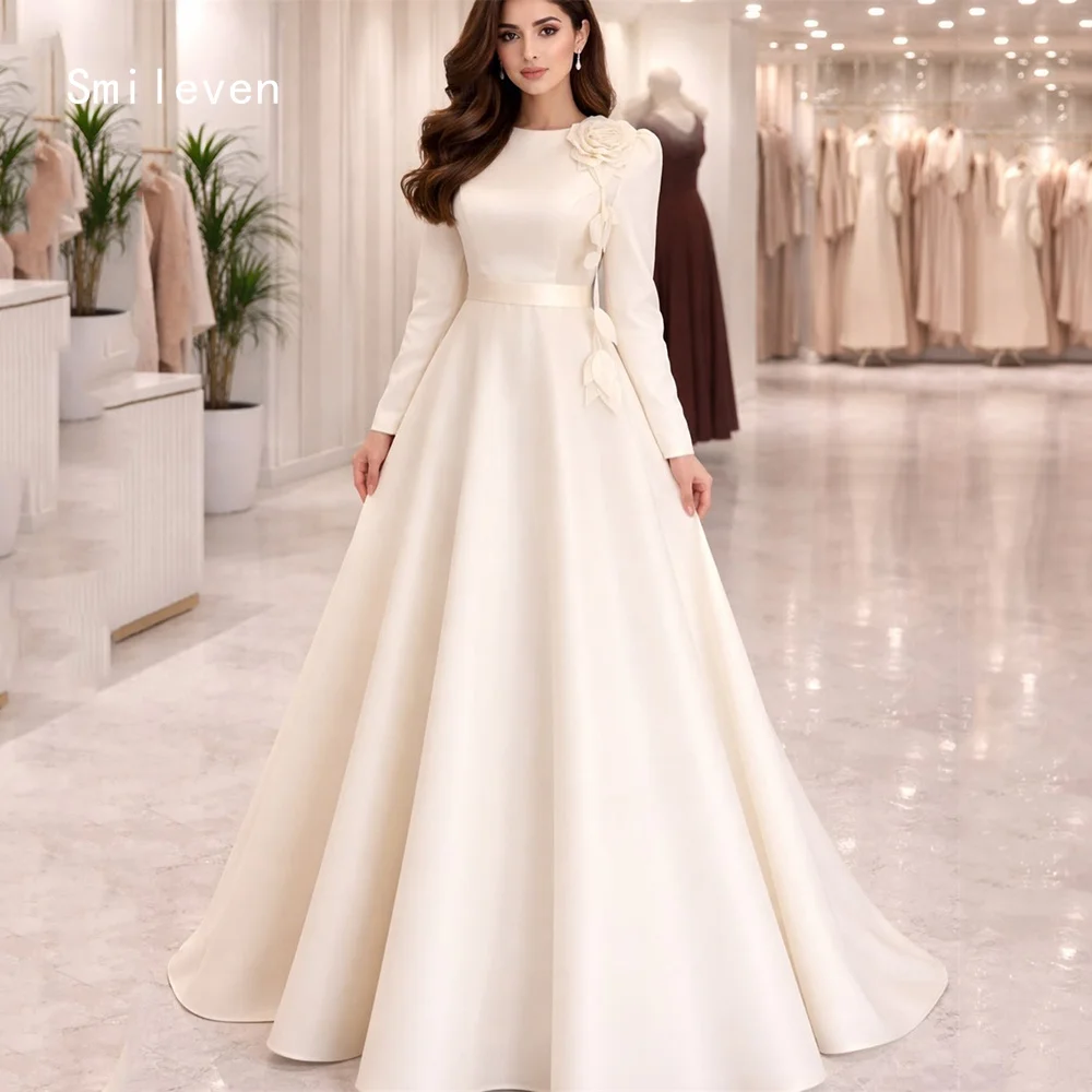 

Smileven Luxury 3D Flower A Line Prom Dress Elegant Scoop Party Gowns Waist Cinching Formal Occassion Dress Customized 2026