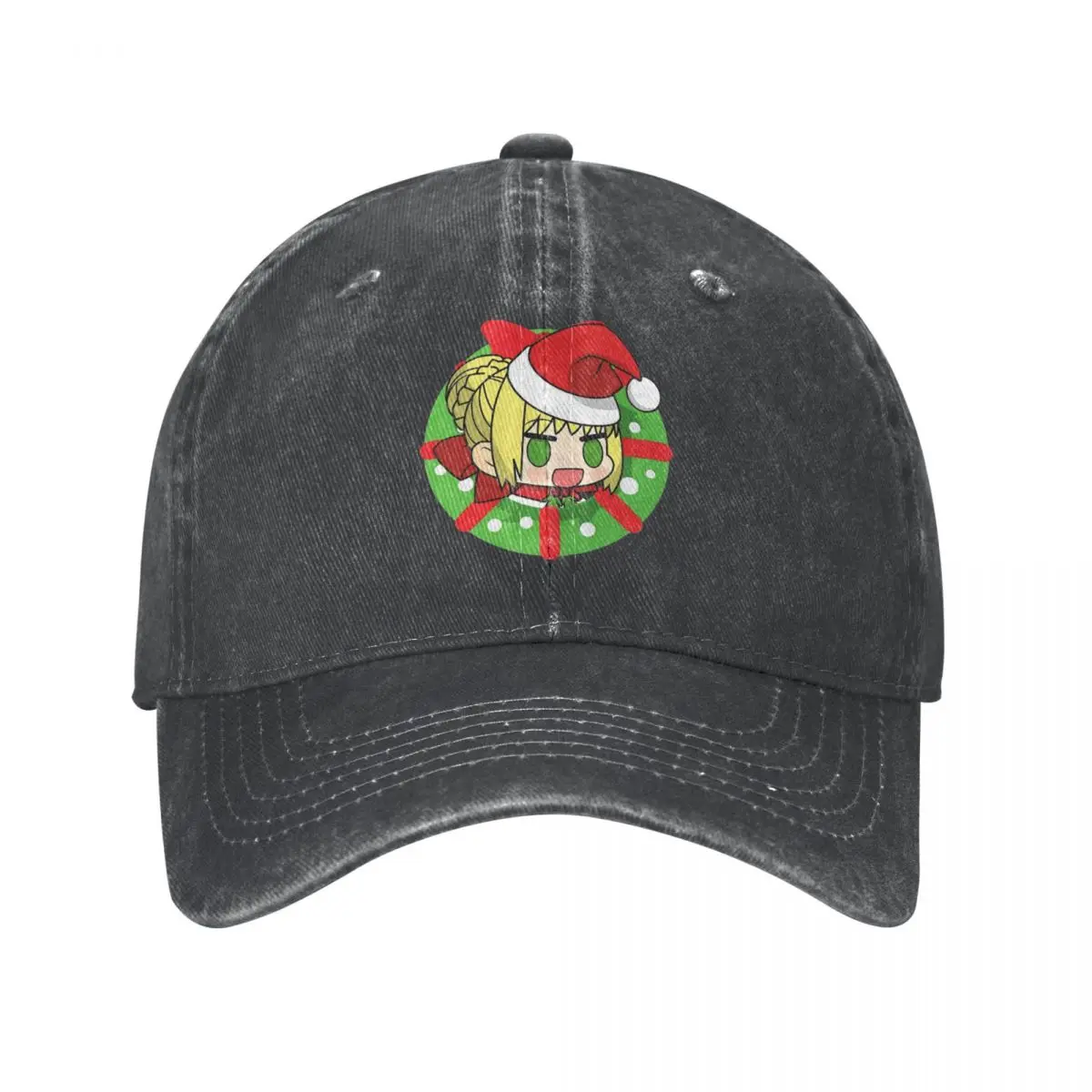 Retro Padoru Astolfo Christmas Baseball Cap Unisex Distressed Denim Washed Headwear Outdoor Running Golf Unstructured Soft Hat