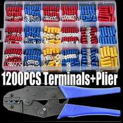 280/480/720/1200PCS Crimp Spade Terminal  Electrical Wire Cable Connector Kit Crimp Spade Insulated Ring Fork+1pcs Crimping Tool