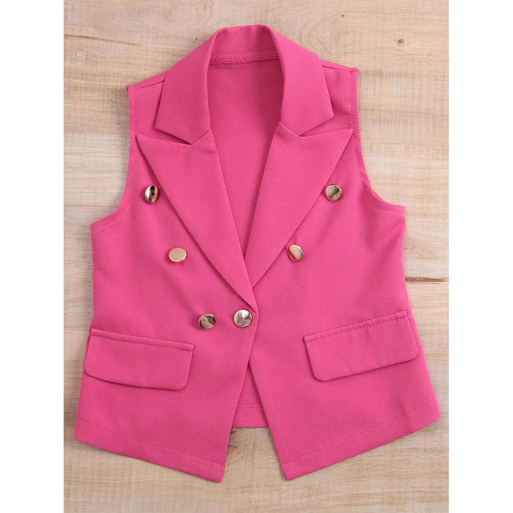 

Peaked Lapel Women's Suits Vest 2023 Fashion Lady's Waistcoat Sleeveless Jacket Jackets Metal Button for Special Events Vests