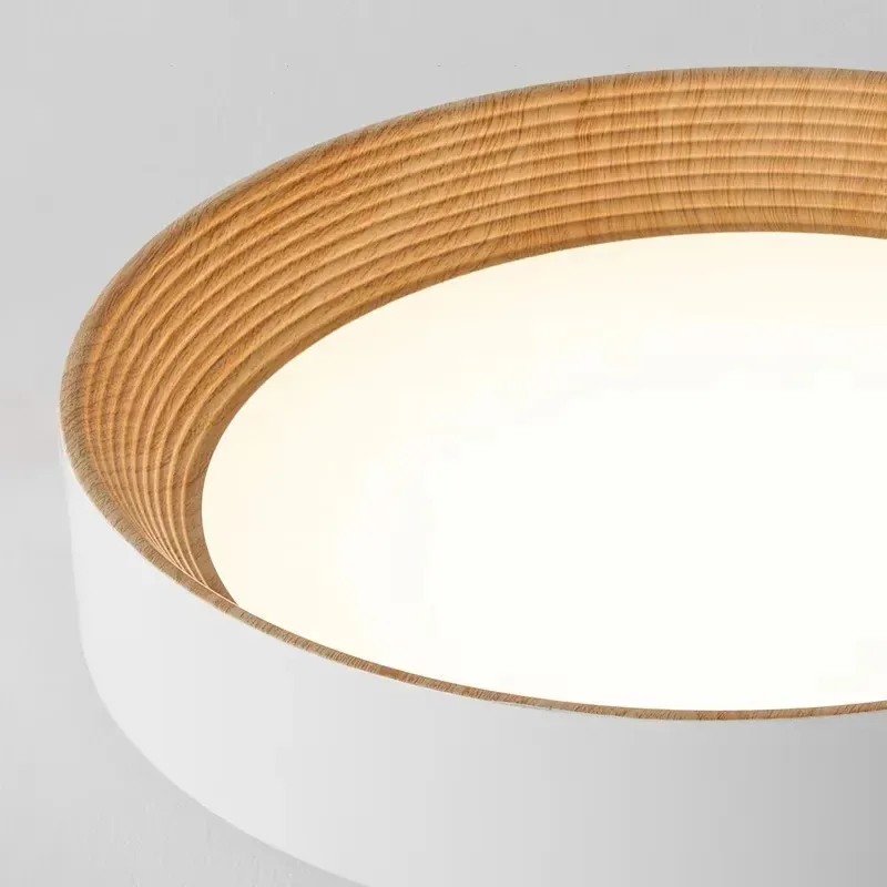 Nordic Creative Wood Grain Ceiling Lamp Minimalist Round LED Chandelier Living Room Balcony Bedroom Hotel Decor Lighting Fixture