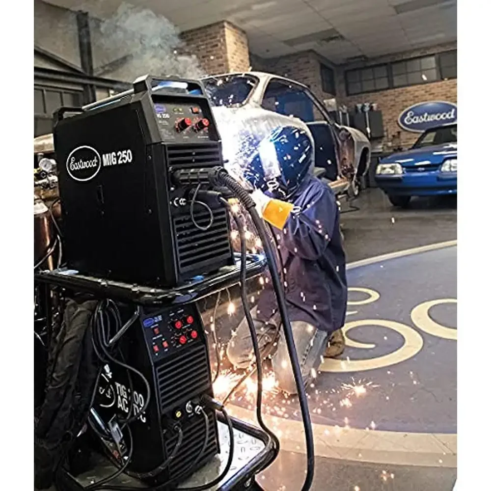 Heavy Duty Portable 250 Amp MIG Welder Machine Steel & Aluminum Inverter Dual Voltage Auto Restoration Welding Tool Ideal Garage