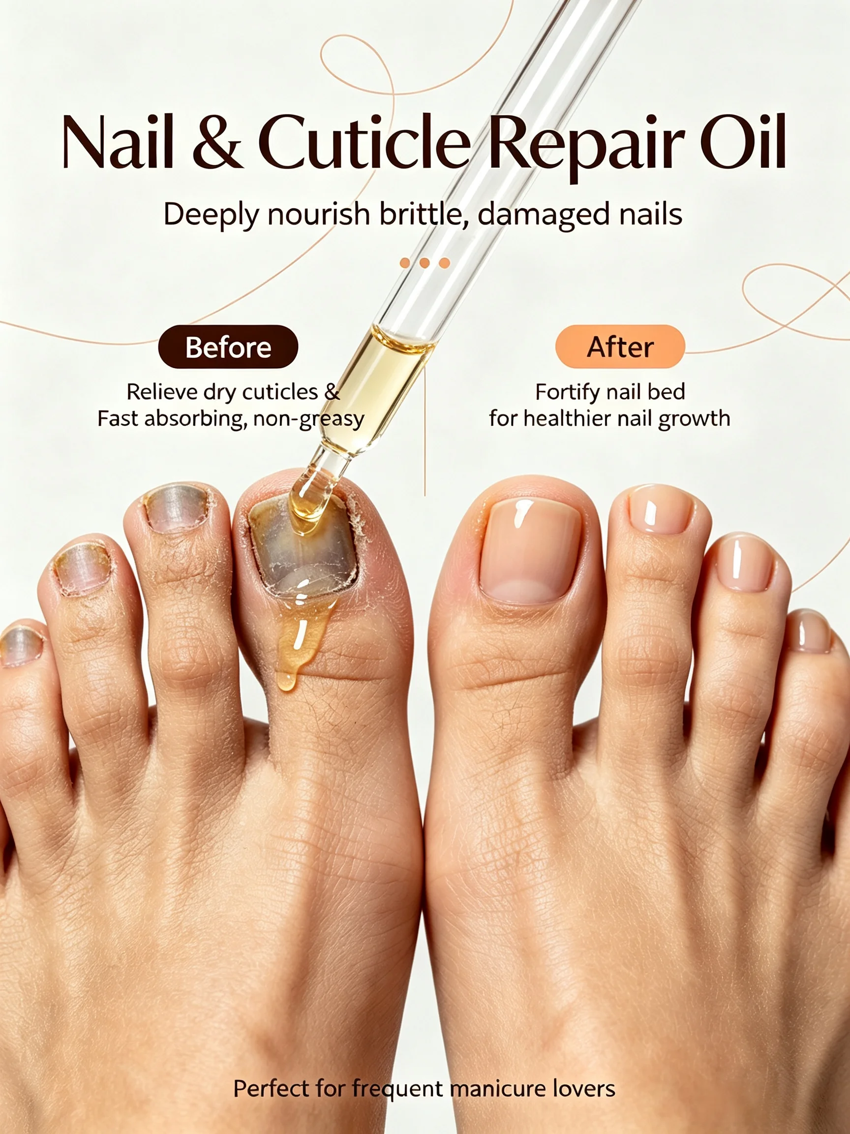 Nail Repair Treatment for Damaged Discolored Toenail, Improve Yellow Thick Nails, Nail Care Serum for Foot Nail Renewal