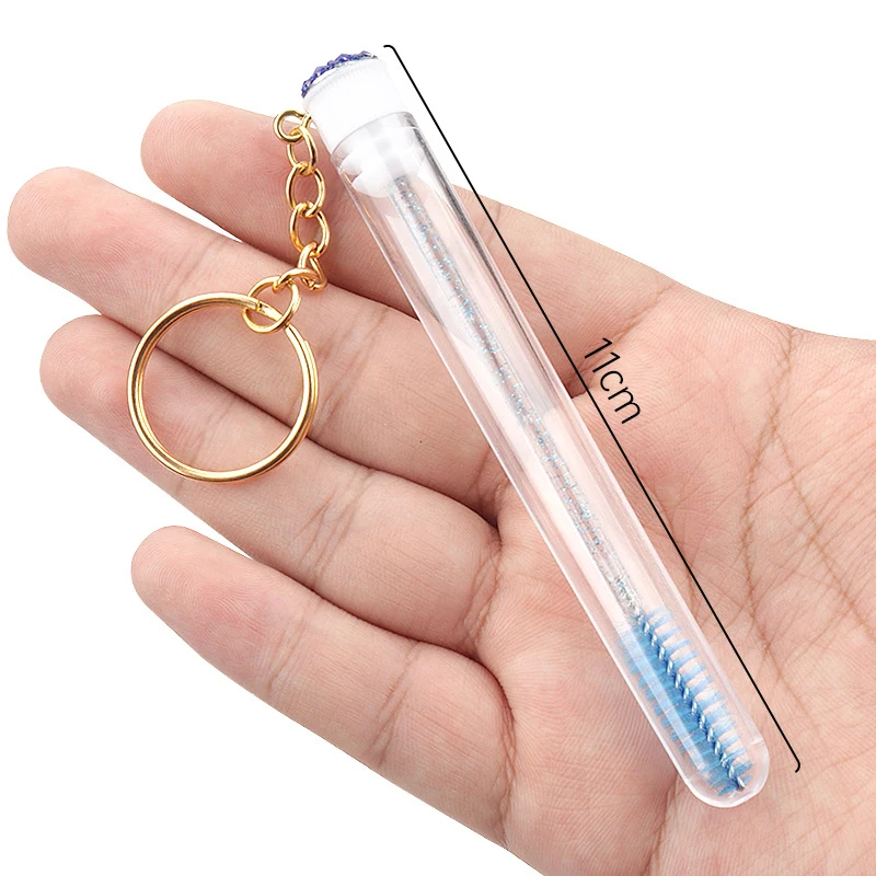 Eyelash Mascara Wands Empty Tube With Keychain Lash Spoolies Plastic Case Brush Holder Makeup Beauty Tools Eyelash Brush Tube