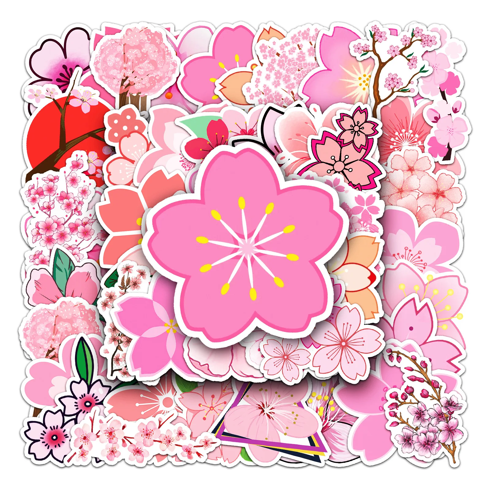 

10/50PCS Cute Japanese Cherry Blossoms Graffiti Stickers Sakura Flower Decals Toy Skateboard Guitar Laptop Phone Cup Sticker