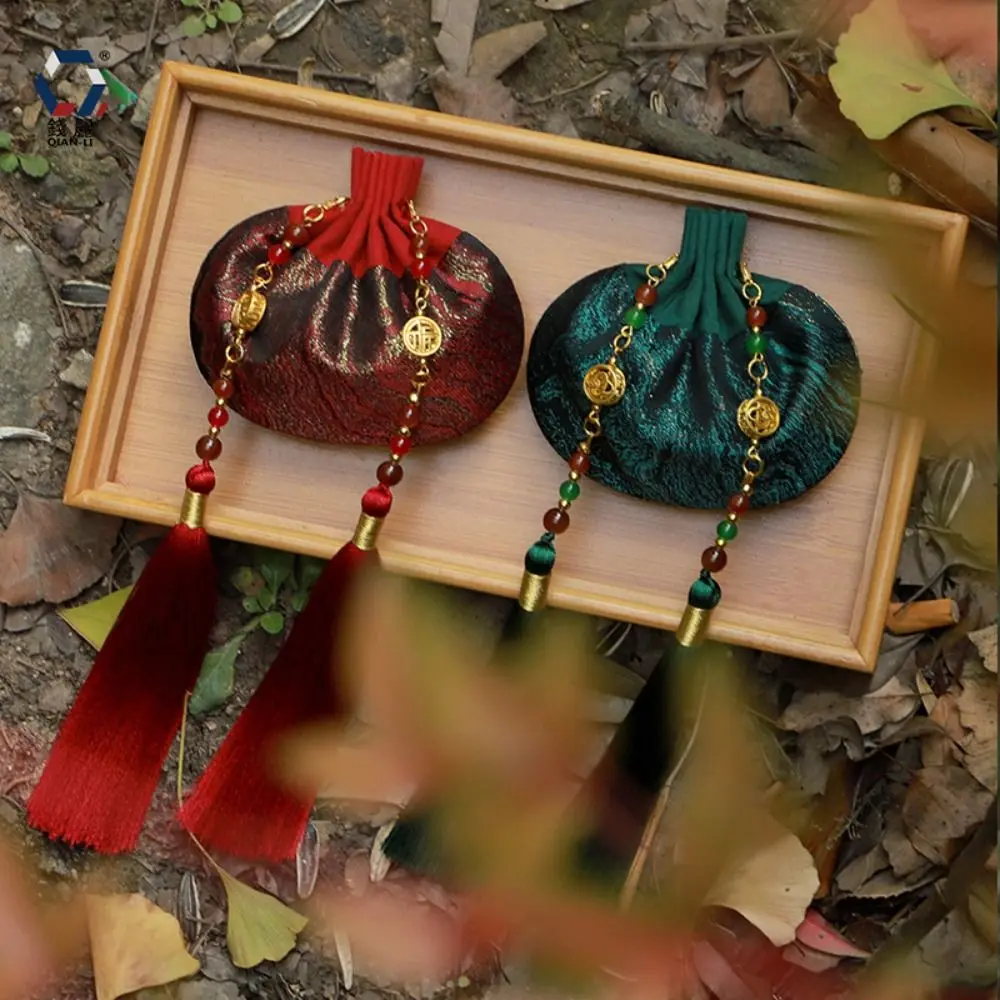 فارغة النمط الصيني القماش الكيس التطريز والمجوهرات حقيبة شرابة تخزين الكيس القديمة الديباج حقيبة معلقة حقيبة العطور