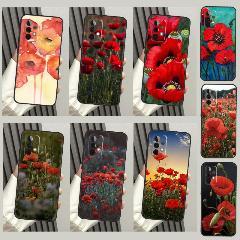 Poppy Flower Bloom Case For Samsung Galaxy A54 A34 A51 A71 A31 A11 A73 A53 A33 A13 A52 A32 A12 A14 A21S Cover