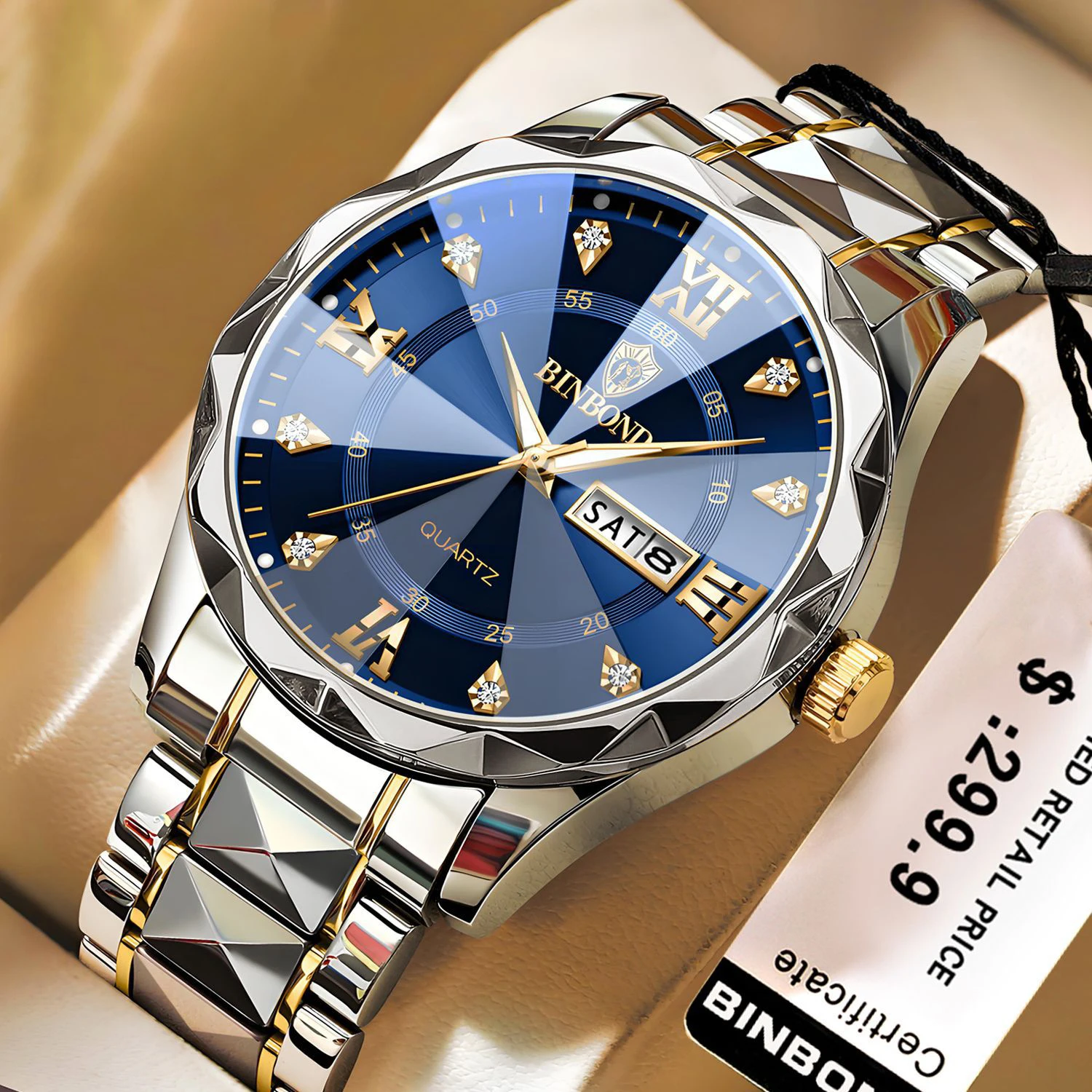 ZH144 ساعة رجالية عصرية، ساعات كوارتز بتقويم مزدوج مقاومة للماء ومضيئة، ساعات عمل، هدايا، ساعات للرجال