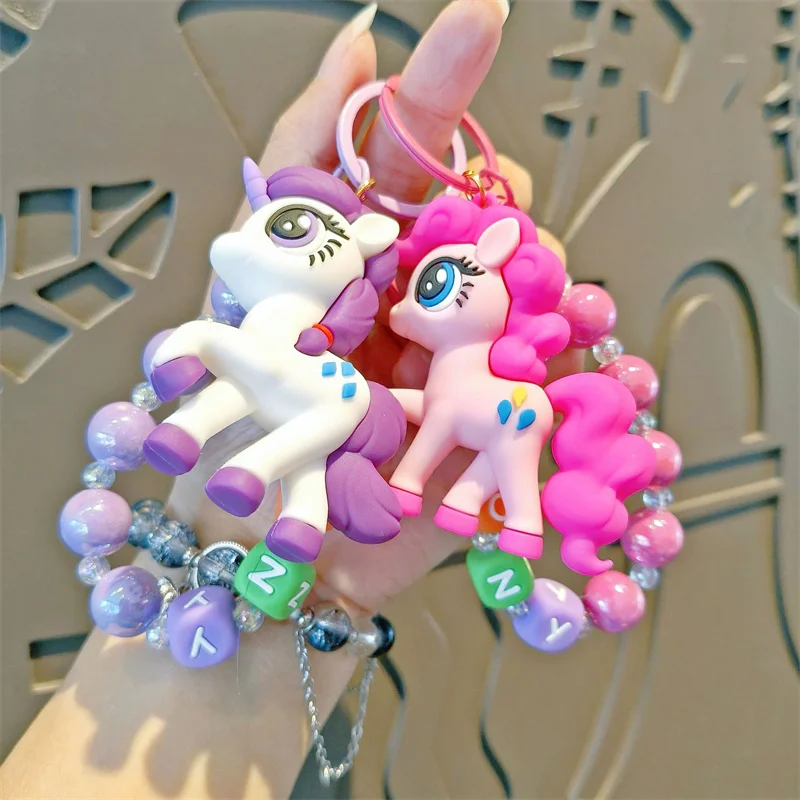 My Little Pony Bead String Keychains Twilight Sparkle Pinkamena Diane Pie Fluttershy Rarity Rainbow Dash Toy Pendant Ornament