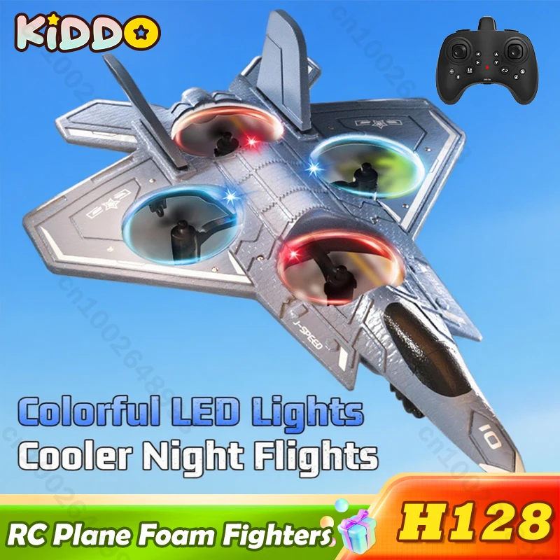 

JJRC H128 RC Plane Foam Fighters 2.4G Remote Control Aircraft Gravity Sensing Aircraft Glider with Light EPP for Boys Children