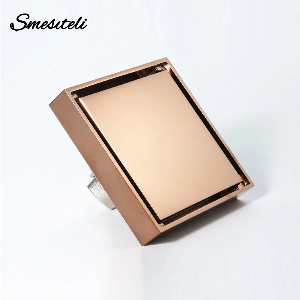 Rose Gold Drain Invisible Bathroom Accessories Floor Drain Square Waste Drain Filtered Water