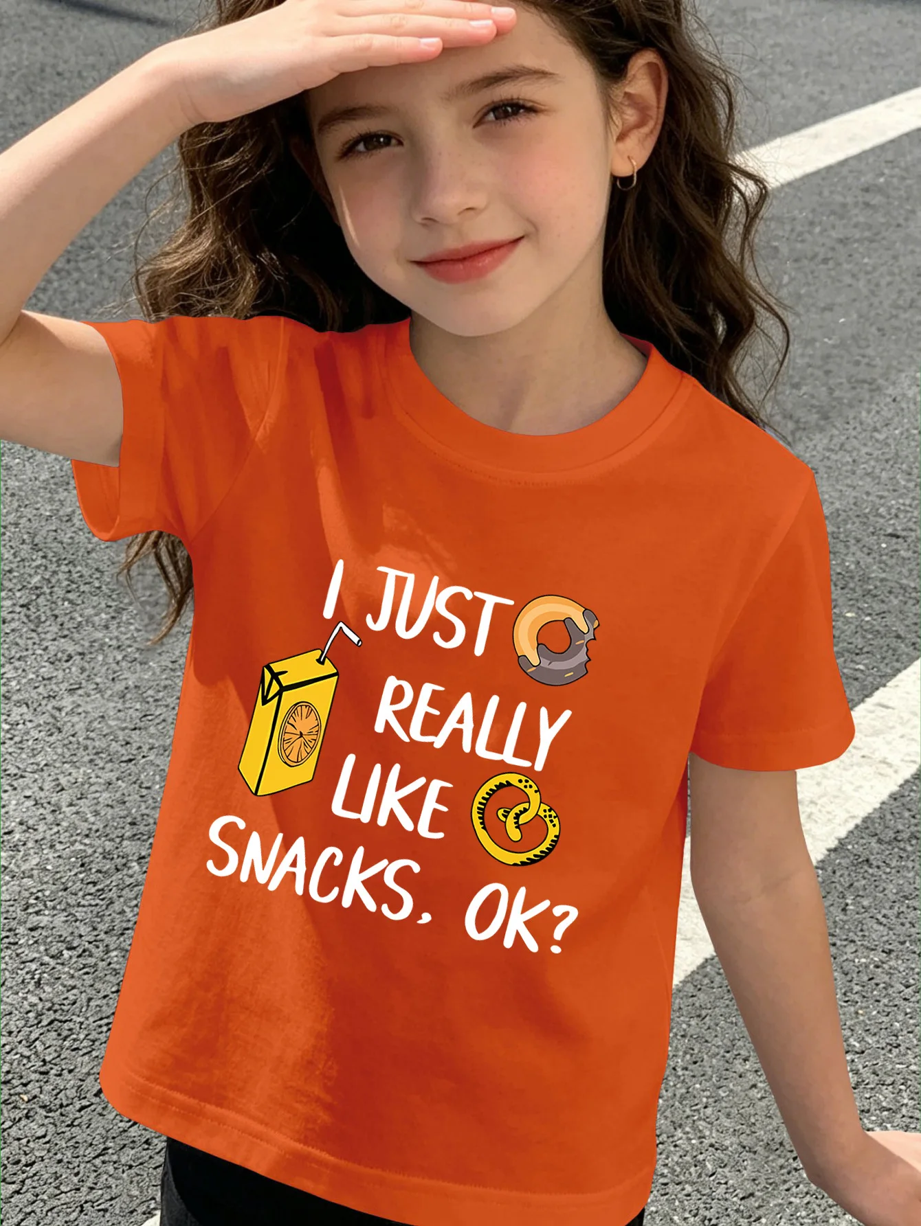 Snack Donut Drink Cartoon Print Boys Girls Short Sleeve Tee Parent Match Soft Cotton Kids Lovely Daily Casual T Shirts