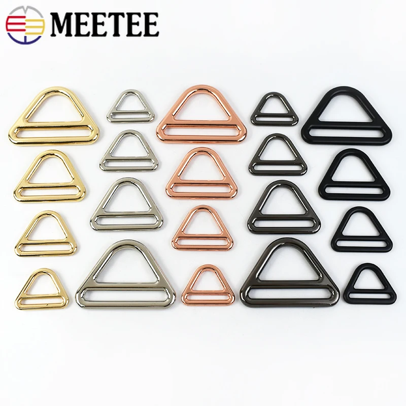 5/10Pcs Meetee 25-50mm Metal Ring Buckle Triangle Tri-Glide Buckles Bag Strap Webbing Adjust Hook Clasp DIY Hardware Accessories