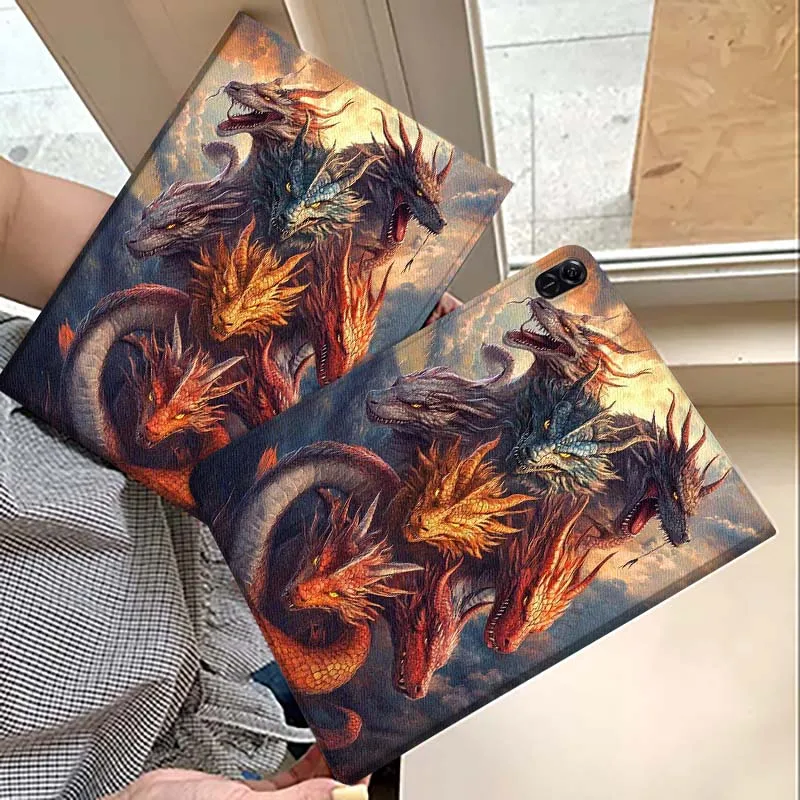 

Headed Dragon Illustration Tablet Case For Huawei MatePad M5 T5 SE 11 Pro Honor Tab 5 V7 V8 X9 GT 10.1 10.8 Inch