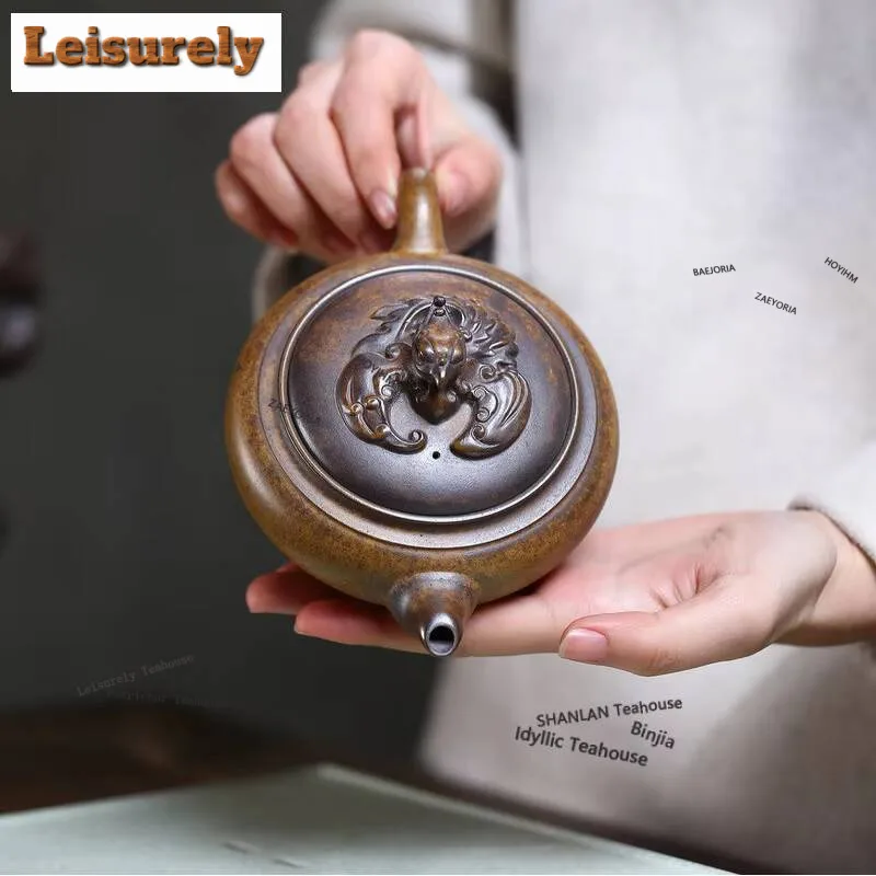 280ml Authentic Yixing Purple Clay Teapots Handmade Phoenix Pot Raw Ore Wood-fired Porcelain Mud Kettle With Filter Zisha Teaset