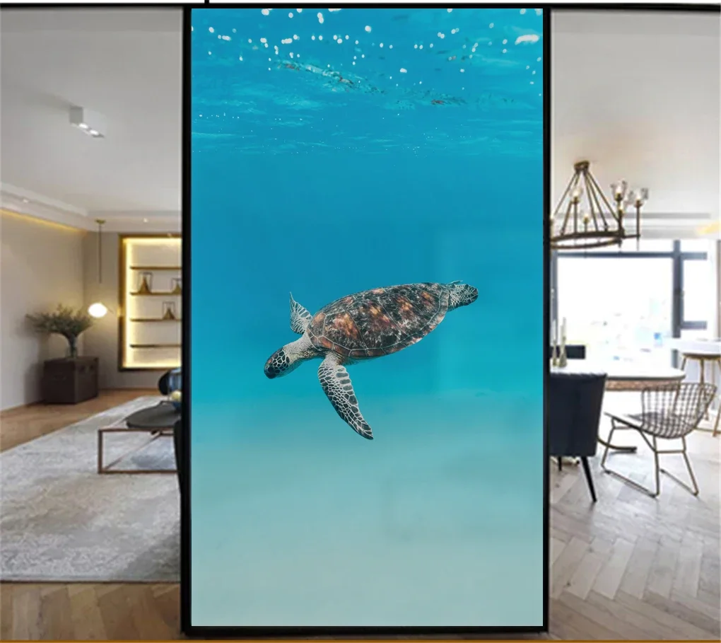 No Glue Static Cling Privacy Windows Film Marine Turtle Decorative  Cheetah Stained  Glass Window Stickers  Window Tint 60