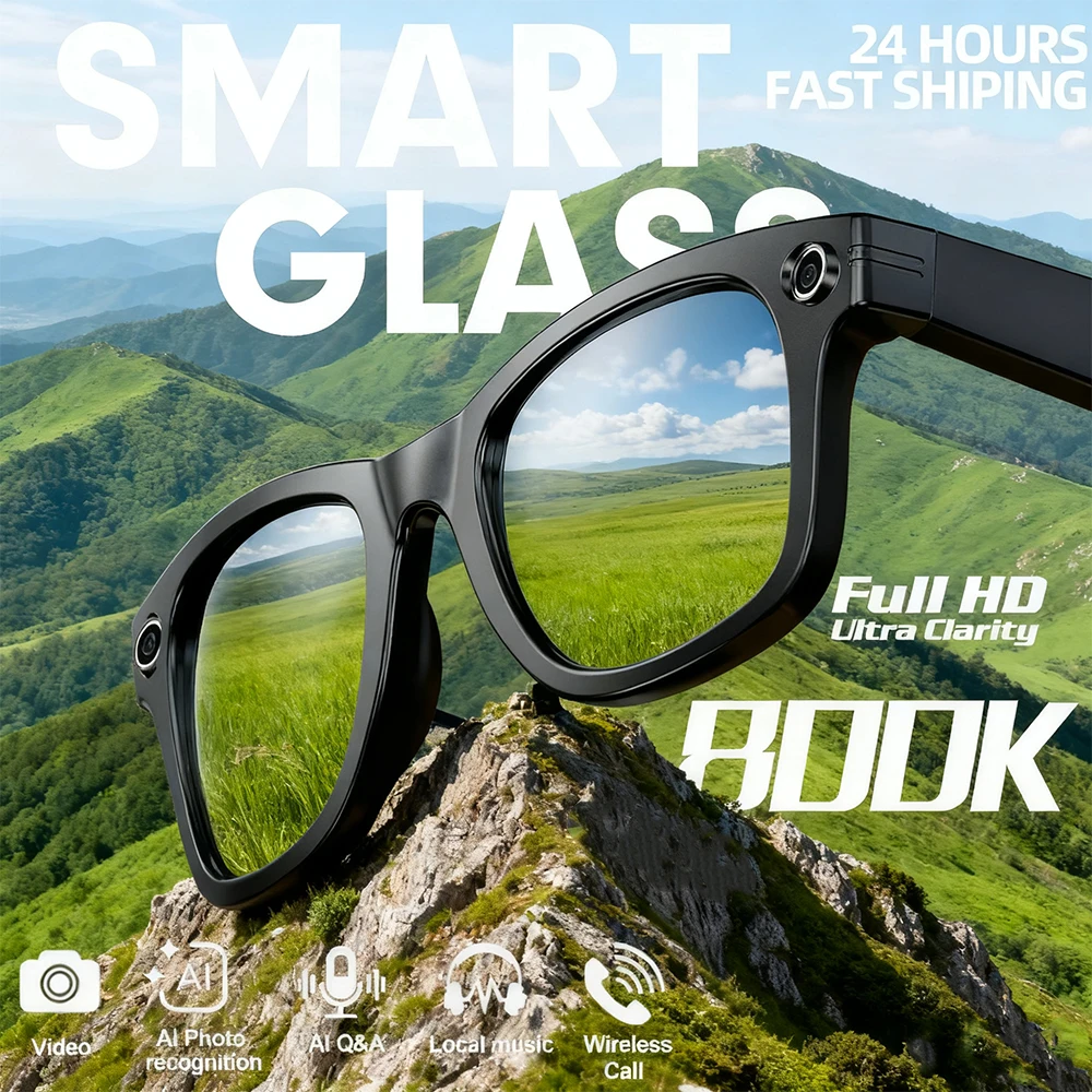 

Smart Glasses 800W Pixel HD Camera Bluetooth Call Video Recording AI intelligent Real-time translation Object recognion Sunglass