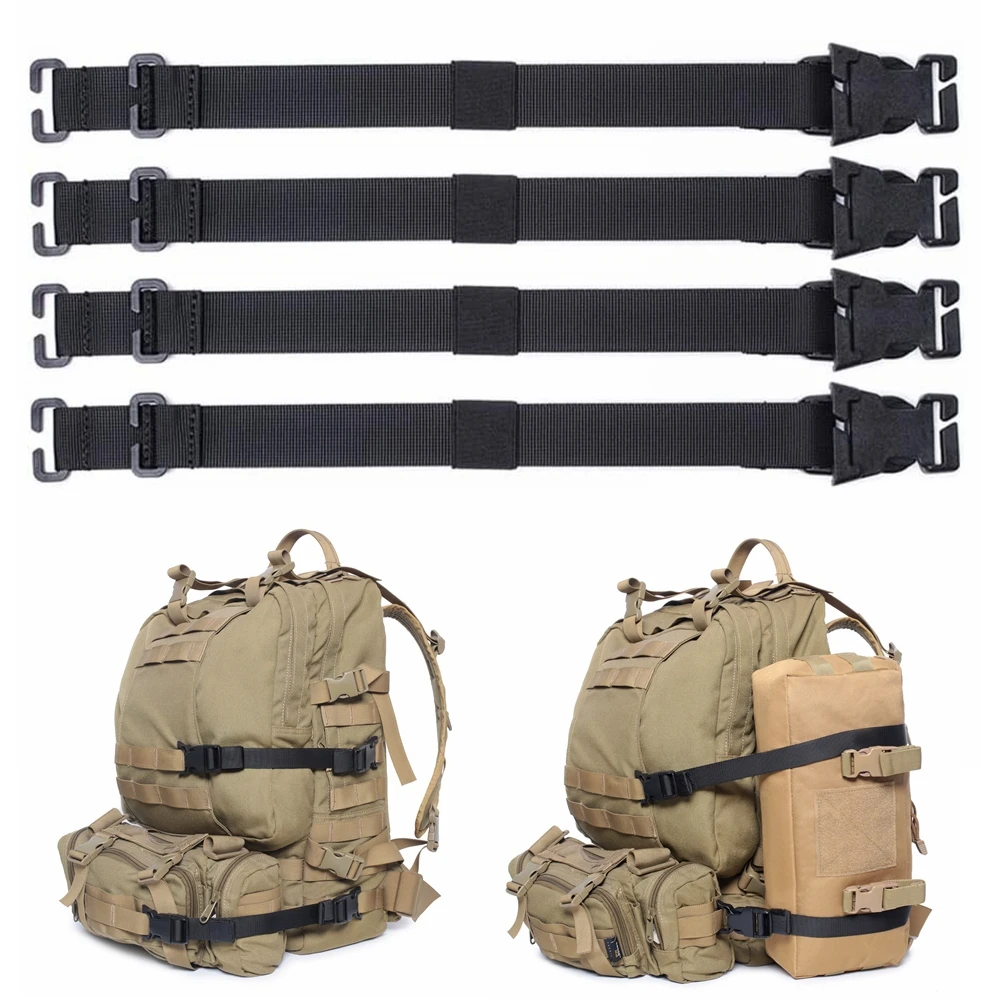 4PCS Tactical Rush Tier System Portable Molle Backpack Straps Fixing Band for Backpack Luggage Camping Hiking Mountaineering